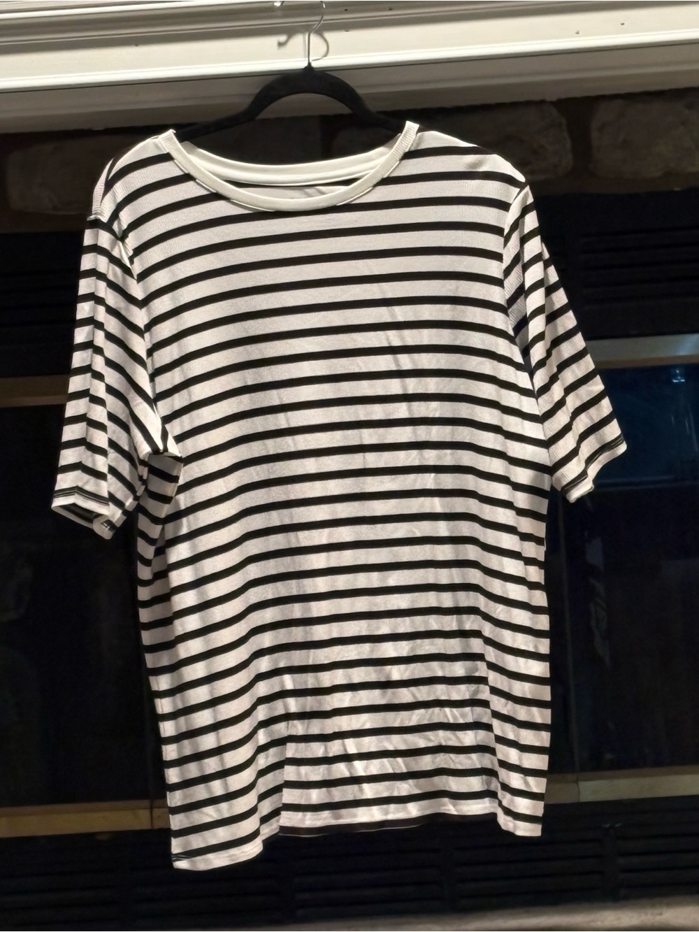 Nine West Black & White Striped Short Sleeve Tee